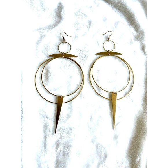 Tribal Gypsy Hoop Spear Earrings - Picture 3 of 5